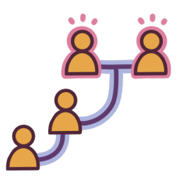 a couple who are linked to their child, who is linked to their grandchild. the couple are highlighted in pink.